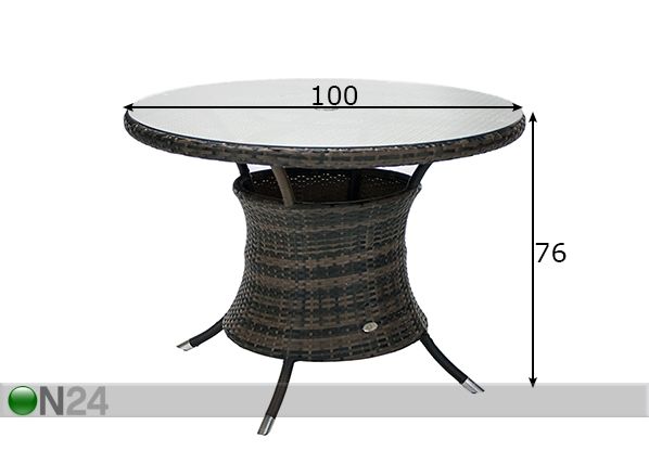 Puutarhapöytä WICKER mitat