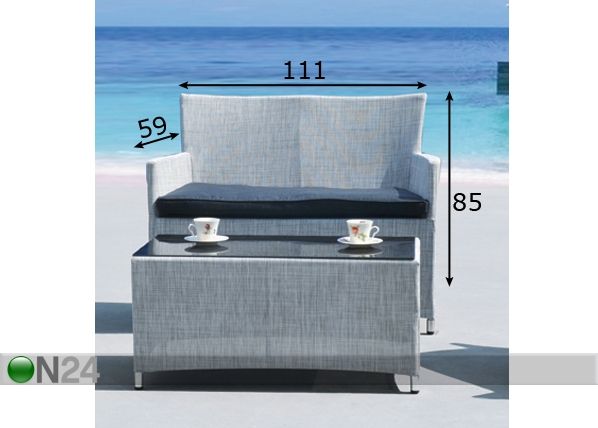 Puutarhasohva COSY, 2-ist mitat