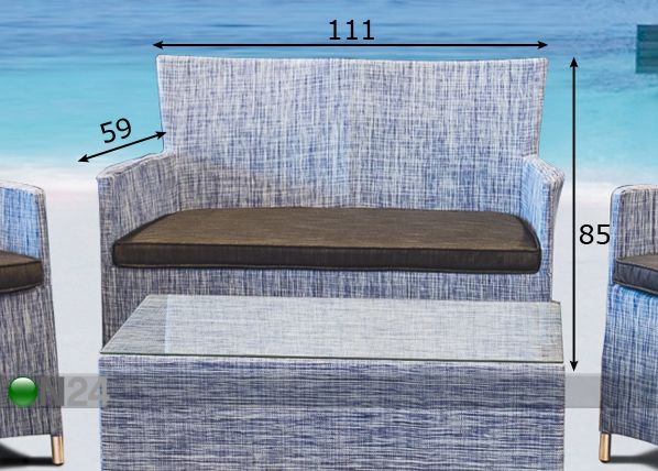 Puutarhasohva COSY, 2-ist mitat