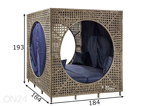 Puutarhasohva Cubic katoksella mitat