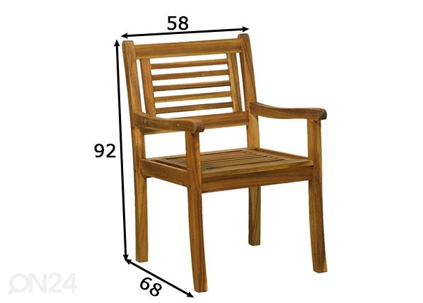 Puutarhatuoli, akaasia mitat