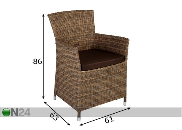 Puutarhatuoli Wicker mitat