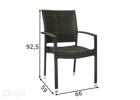 Puutarhatuoli Wicker-3 mitat