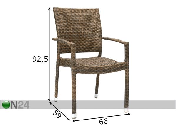 Puutarhatuoli WICKER-3 mitat