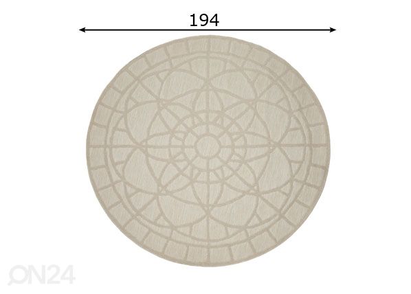 Pyöreä matto Tondo Ecru Ø194 cm mitat