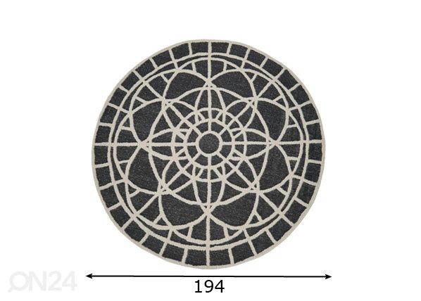 Pyöreä matto Tondo Ecru Black Ø194 cm mitat