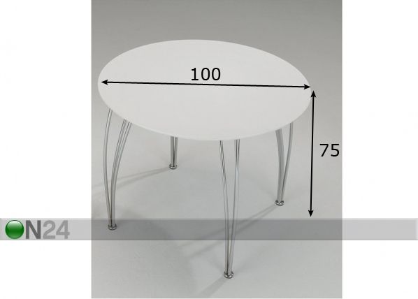 Pyöreä pöytä SANI Ø 100 cm, valkoinen mitat