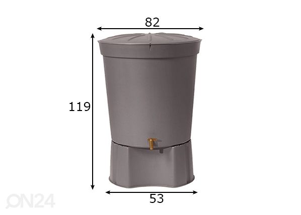 Pyöreä vesisäiliö 300 L, grafiitinharmaa mitat