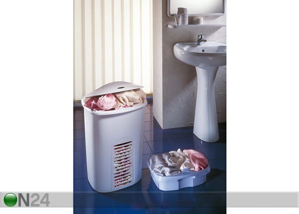 Pyykkikori PORTABIANCHERIA, valkoinen 50+10 l