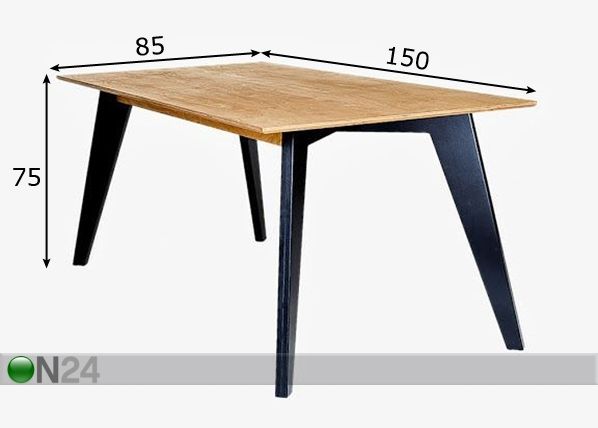 Radis ruokapöytä Huh 85x150 cm mitat