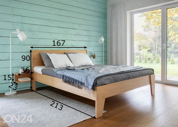 Radis sänky Huh 160x200 cm + 2 yöpöytää mitat