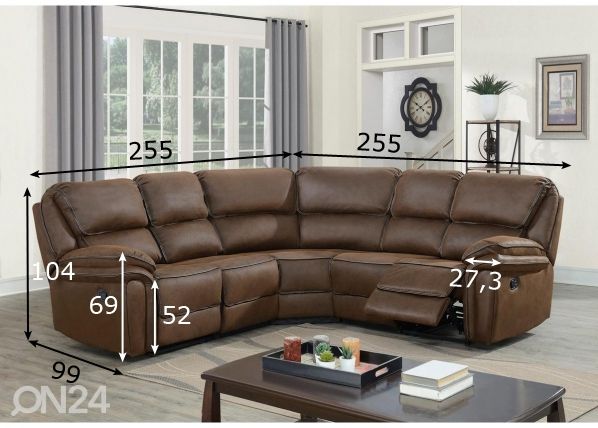Recliner mekanismisohva Saranda mitat