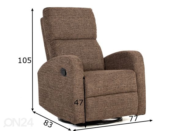 Recliner nojatuoli jalkatukimekanismilla (keinuva/ pyörivä) mitat