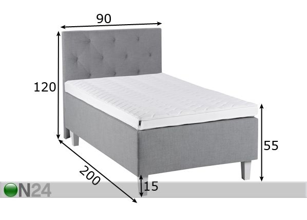 REMfit Comfort-runkopatja Luxury päädyllä 90x200 cm mitat