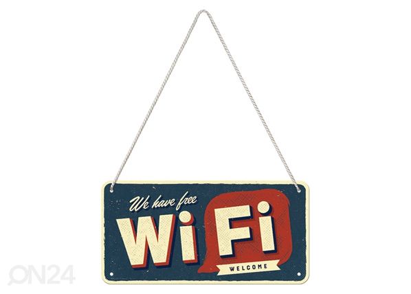 Retro metallitaulu Free Wi-Fi 10x20 cm