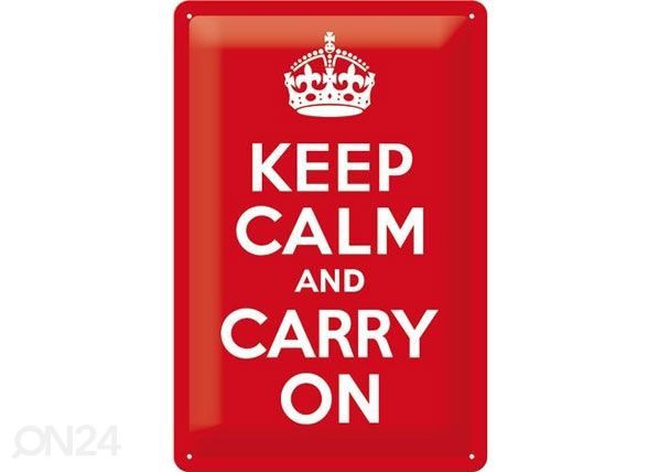 Retro metallitaulu Keep calm and carry on 20x30cm