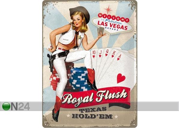 Retro metallitaulu Royal Flush 30x40cm
