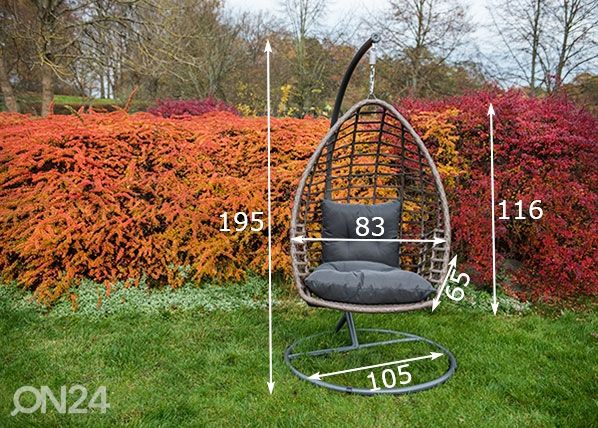 Riipputuoli telineellä Piatto mitat