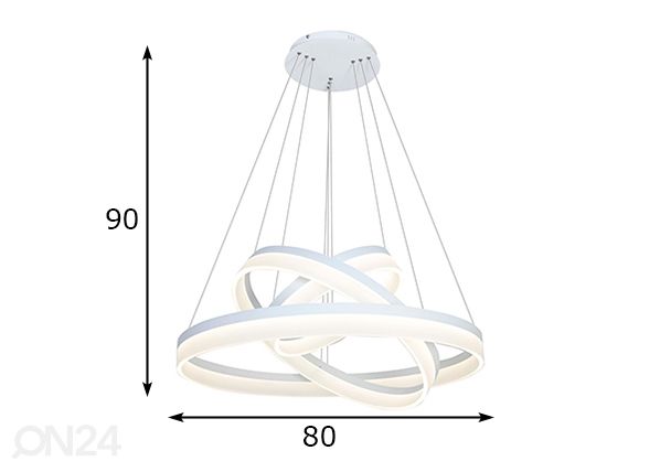 Riippuvalaisin 114 W LED + kaukosäädin mitat