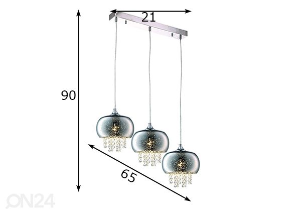 Riippuvalaisin mitat
