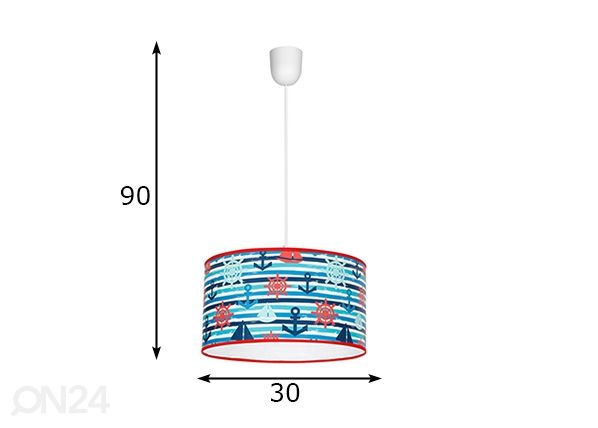 Riippuvalaisin mitat
