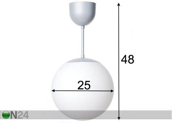 Riippuvalaisin BALL mitat