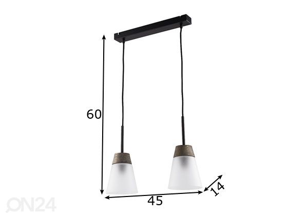 Riippuvalaisin Domino-2 2 mitat