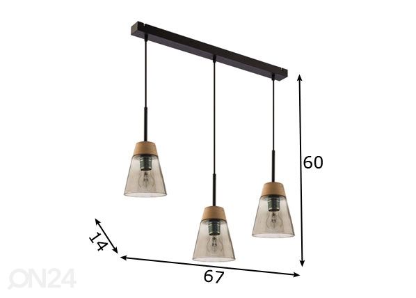 Riippuvalaisin Domino Smoky 3 mitat