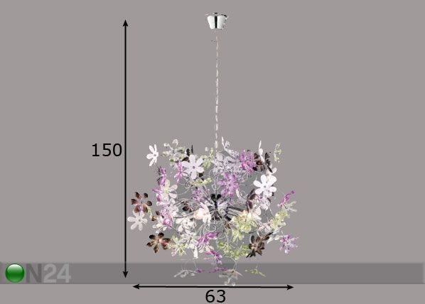 Riippuvalaisin FLOWER mitat