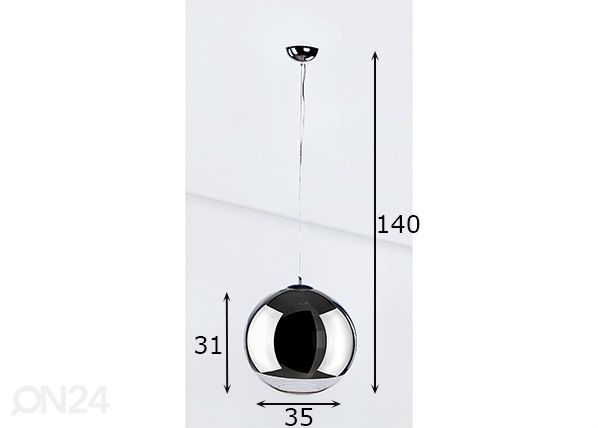 Riippuvalaisin Silver ball Ø35 cm mitat