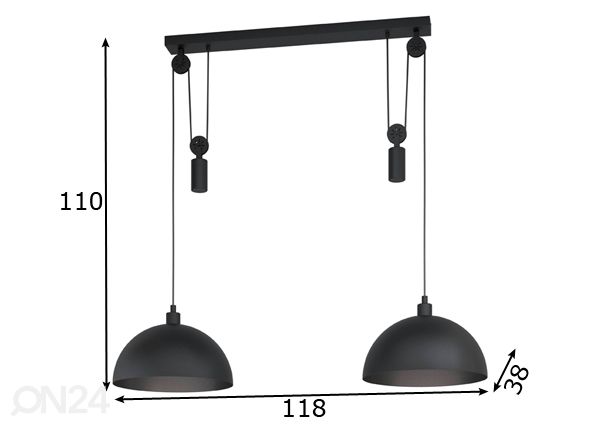 Riippuvalaisin Winkworth 1 mitat
