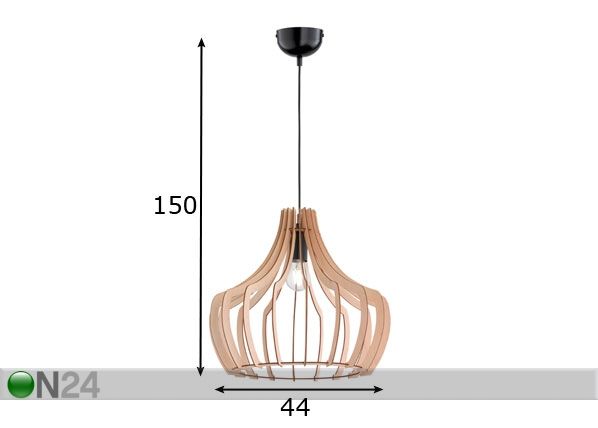 Riippuvalaisin Wood mitat