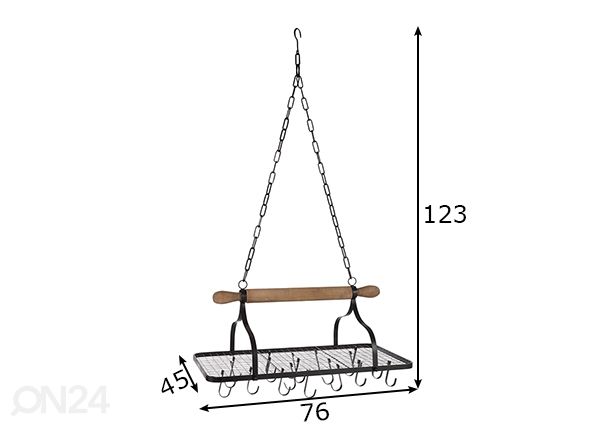 Ripustettava hylly Rack mitat