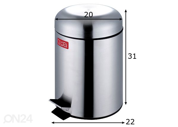 Roskakori polkimella RETRO 5 l mitat