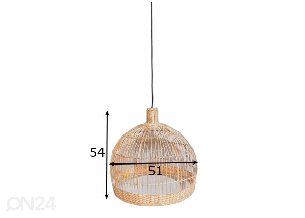 Rottinkinen lampunvarjostin Bali-5 mitat