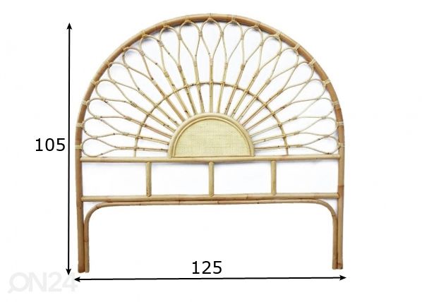 Rottinkinen sängynpääty Mia-120 120 cm mitat