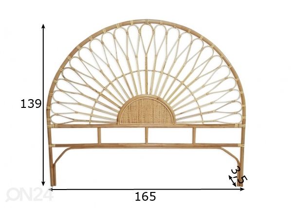 Rottinkinen sängynpääty Mia-160 160 cm mitat