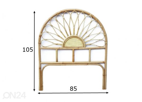 Rottinkinen sängynpääty Mia-80 80 cm mitat