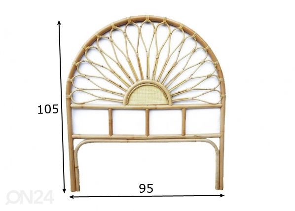 Rottinkinen sängynpääty Mia-90 90 cm mitat