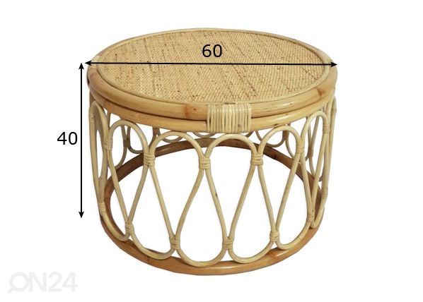 Rottinkipöytä Sorena Ø 60 cm mitat