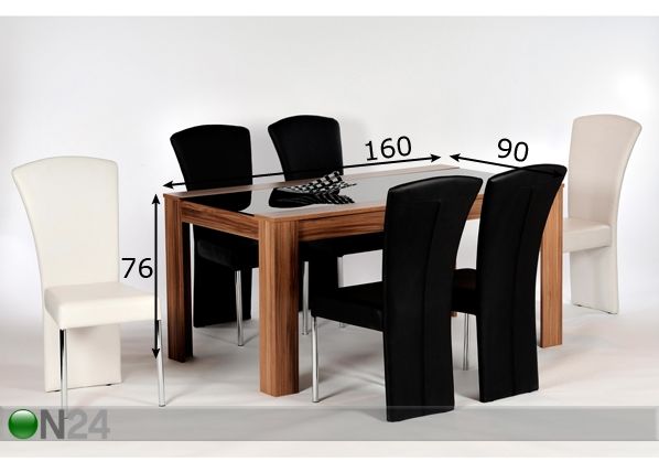 Ruokailupöytä KIRA 90x160 cm mitat