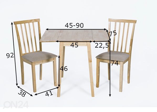 Ruokailuryhmä Avola tammi mitat