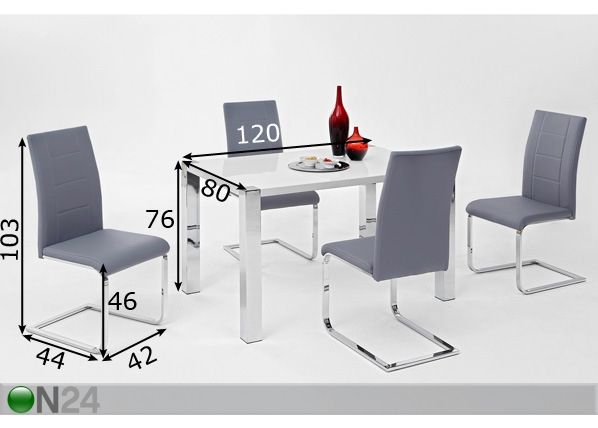 Ruokailuryhmä ENIA II mitat