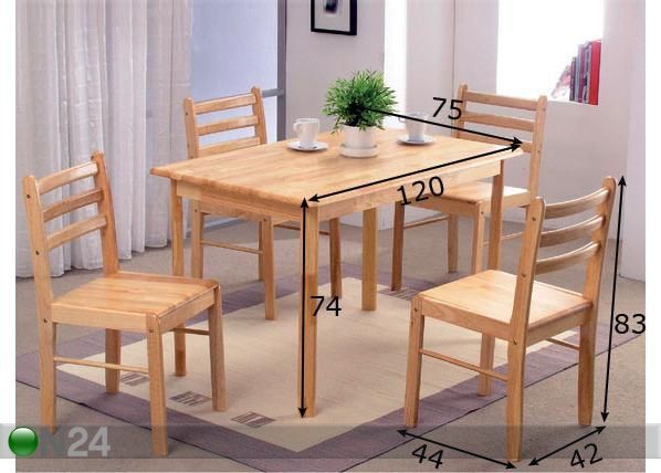 Ruokailuryhmä KRISTA K120, luonnonvalk mitat