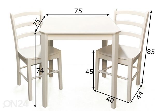 Ruokailuryhmä Loreta mitat