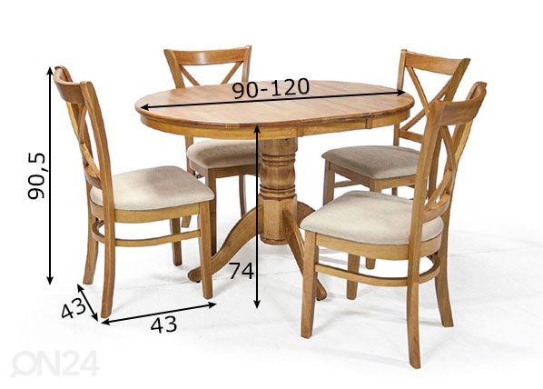 Ruokailuryhmä Mix & Match mitat