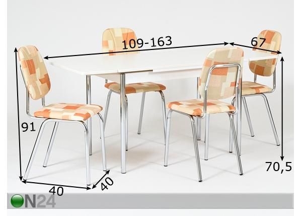 Ruokailuryhmä TIIDA mitat