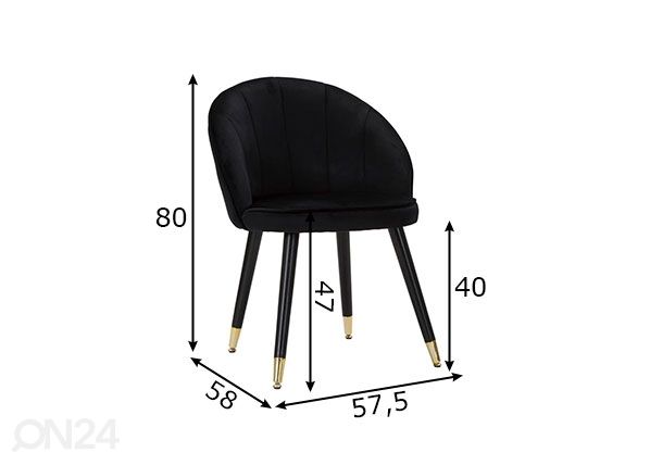 Ruokapöydän tuoli Glam, musta/ kullanvärinen mitat