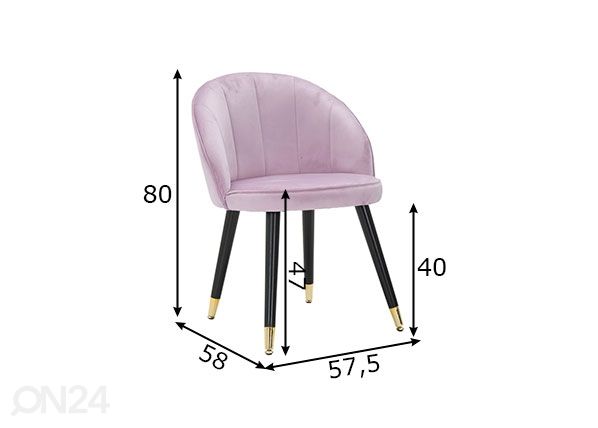Ruokapöydän tuoli Glam, vaaleanpunainen/ musta/ kullanvärinen mitat