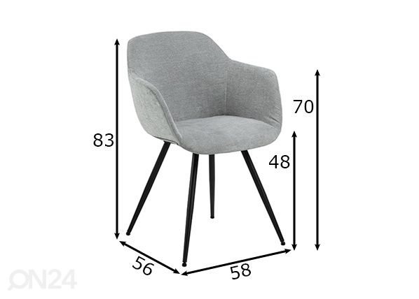 Ruokapöydän tuoli Noella mitat